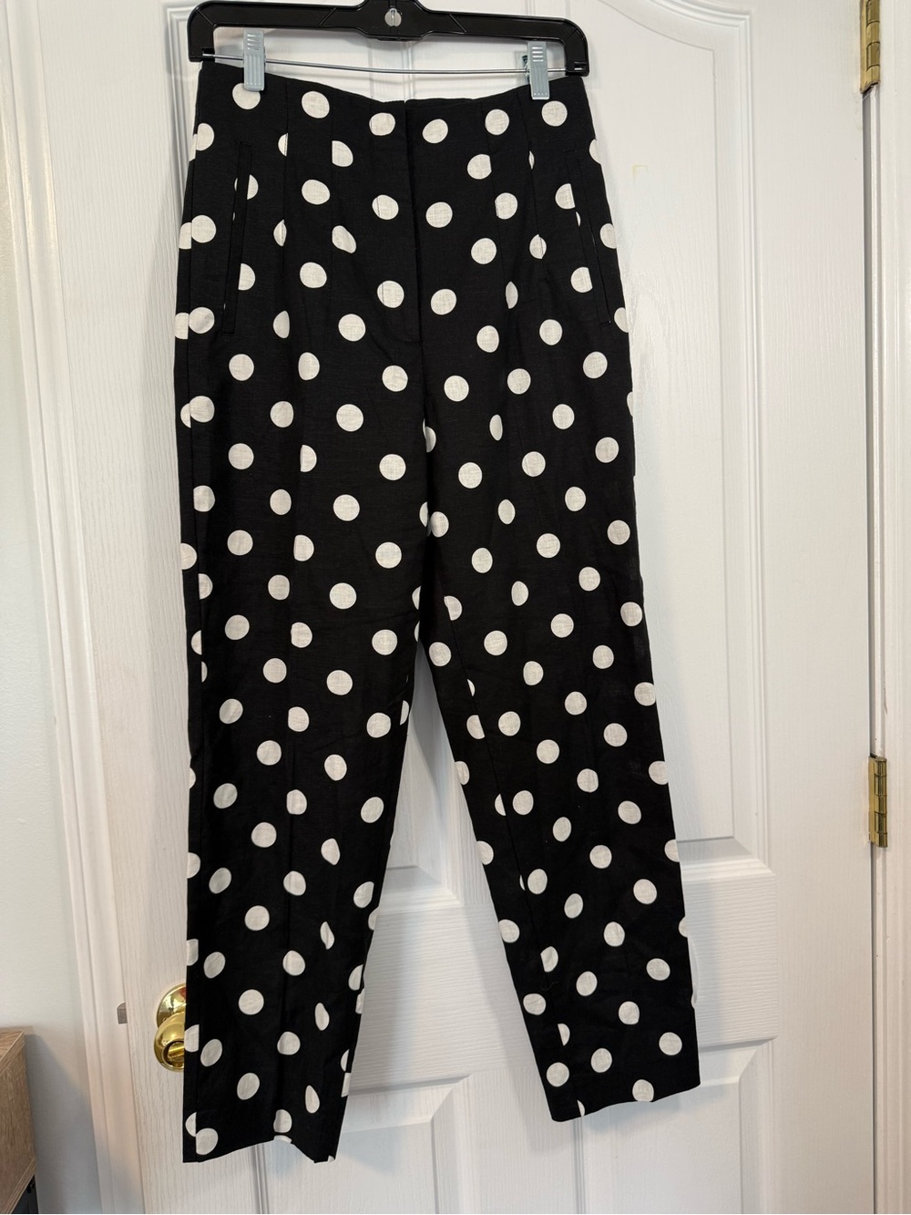 Zara High Waisted Black White Polka Dots Medium Trousers